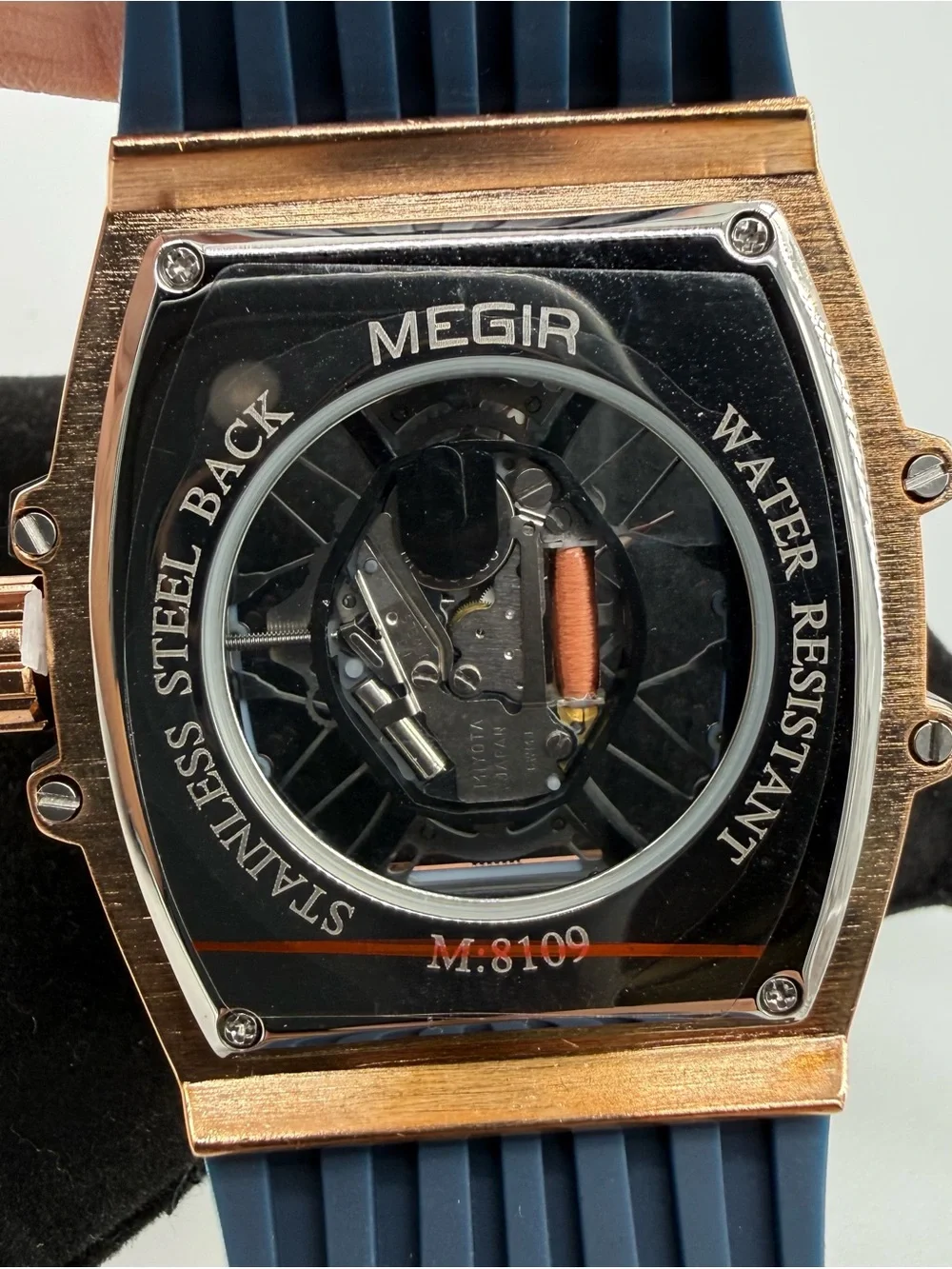 Lucky Fours Summit Midnight Rose MEGIR M8109 Rose Gold Blue Men’s Watch